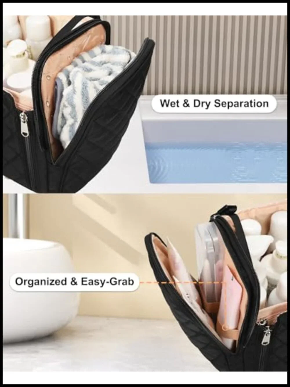 Large Hanging Toiletry Bag 360° Swivel Hook Water Resistant Nylon Travel
